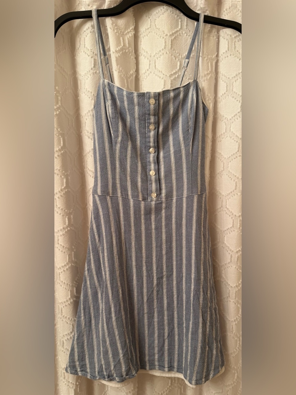 Hollister Blue and White Striped Button-Front Sundress